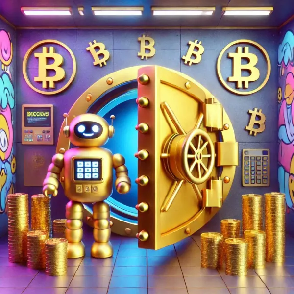 A conceptual image showing a U.S. Bitcoin vault, symbolizing secure storage for digital currency