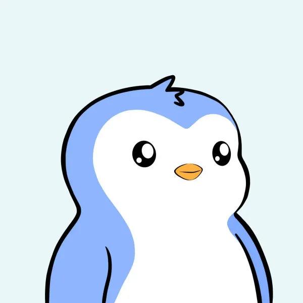 Pudgy Penguin memecoin logo with a blue penguin